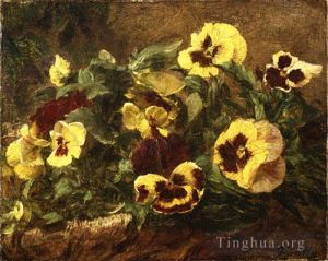 艺术家亨利·方坦·拉图尔作品《三色堇,1903》