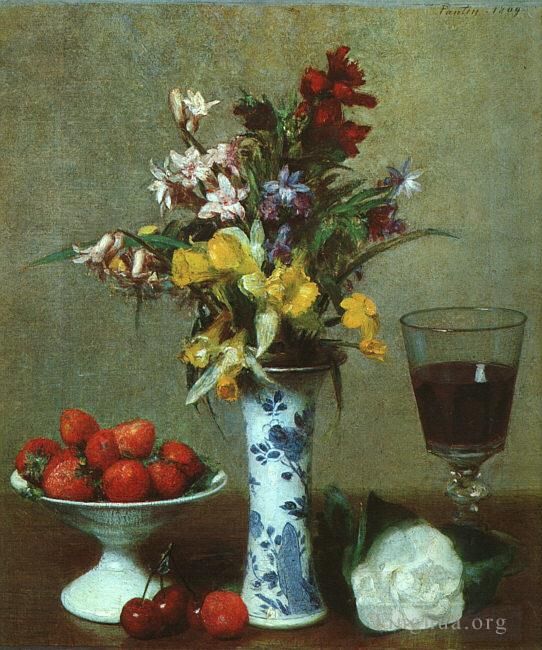 亨利·方坦·拉图尔 的油画作品 -  《静物订婚,1869》