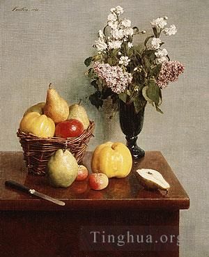 亨利·方坦·拉图尔 的油画作品 -  《有花果的静物,1866》
