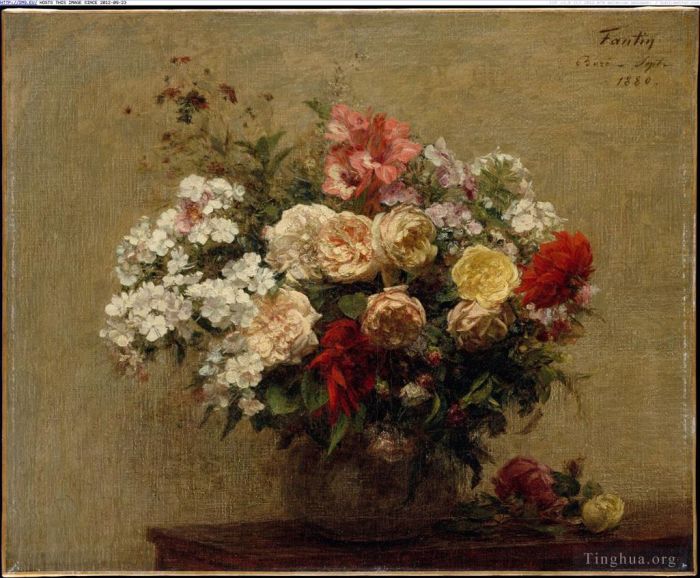 亨利·方坦·拉图尔 的油画作品 -  《夏季花卉》