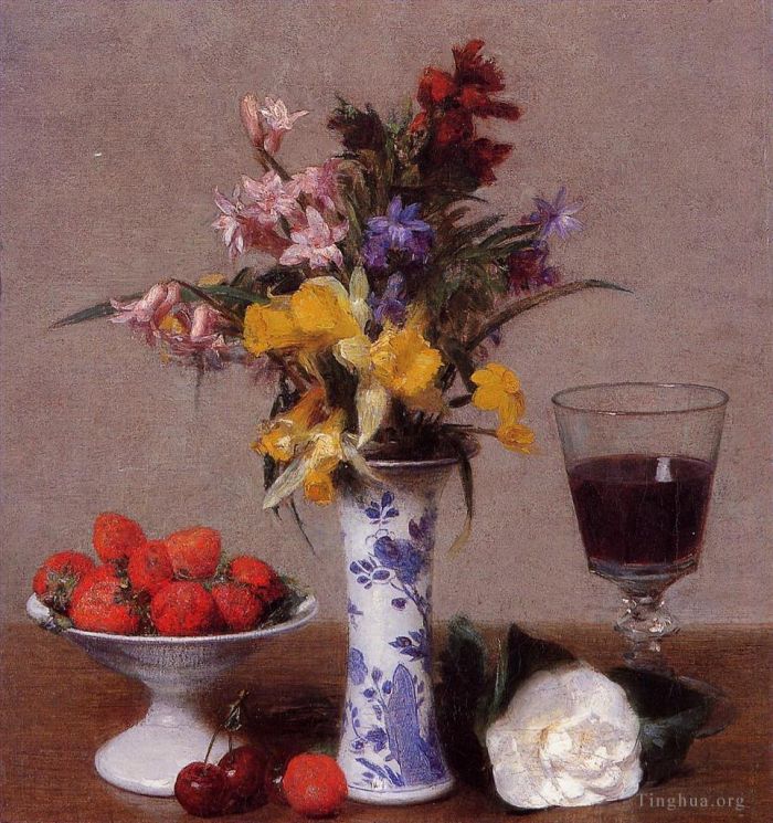 亨利·方坦·拉图尔 的油画作品 -  《订婚静物》