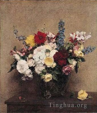 亨利·方坦·拉图尔 的油画作品 -  《六月的玫瑰色财富》