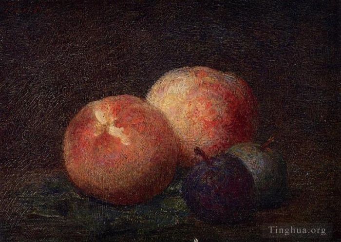 亨利·方坦·拉图尔 的油画作品 -  《两个桃子和两个李子》