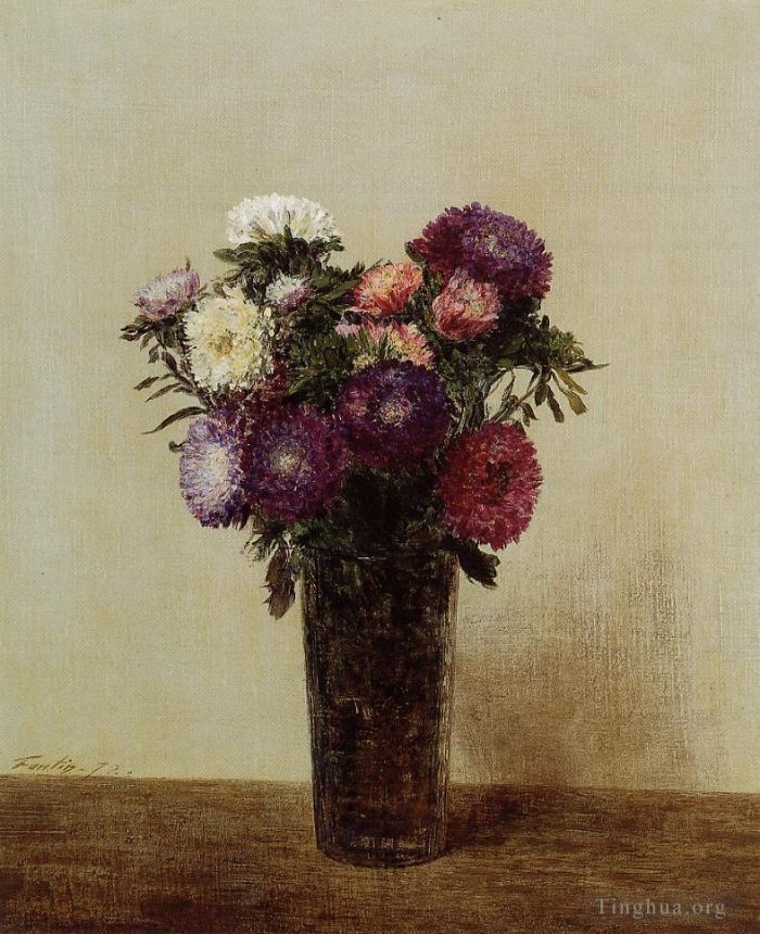 亨利·方坦·拉图尔 的油画作品 -  《花瓶皇后雏菊》