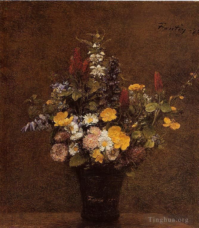亨利·方坦·拉图尔 的油画作品 -  《野花》
