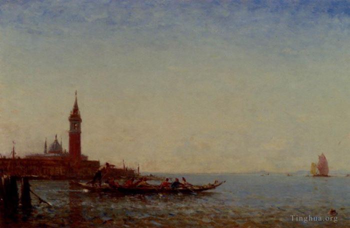 费力克斯·齐耶姆 的油画作品 -  《Gondole,Devant,圣乔治,威尼斯》