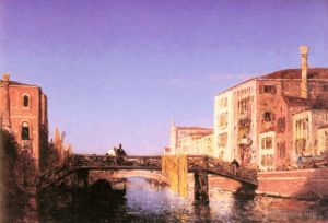 古董油画《Le Pont De Bois A Venise》