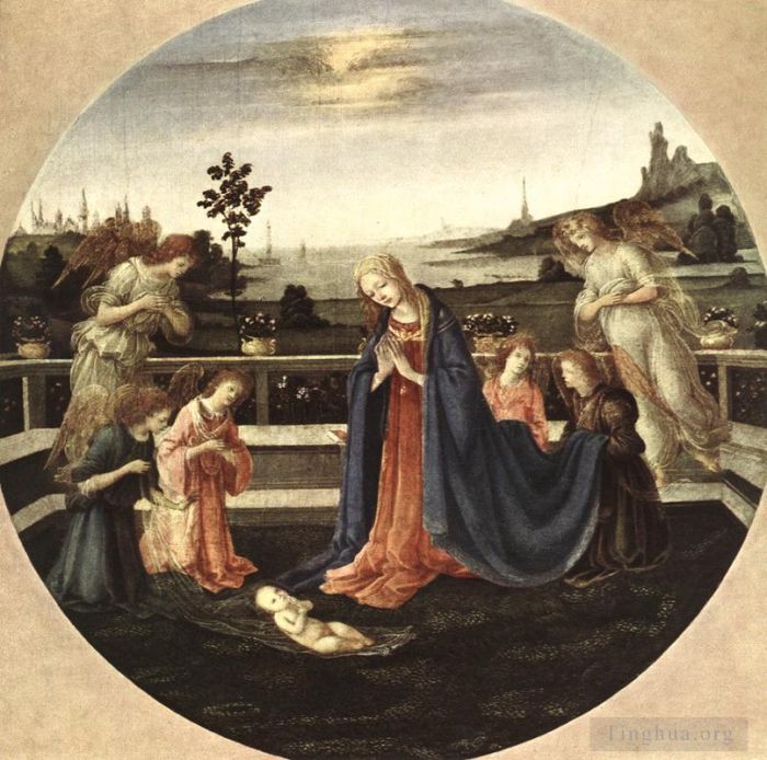 菲利皮诺·利比 的油画作品 -  《崇拜孩子,1480》