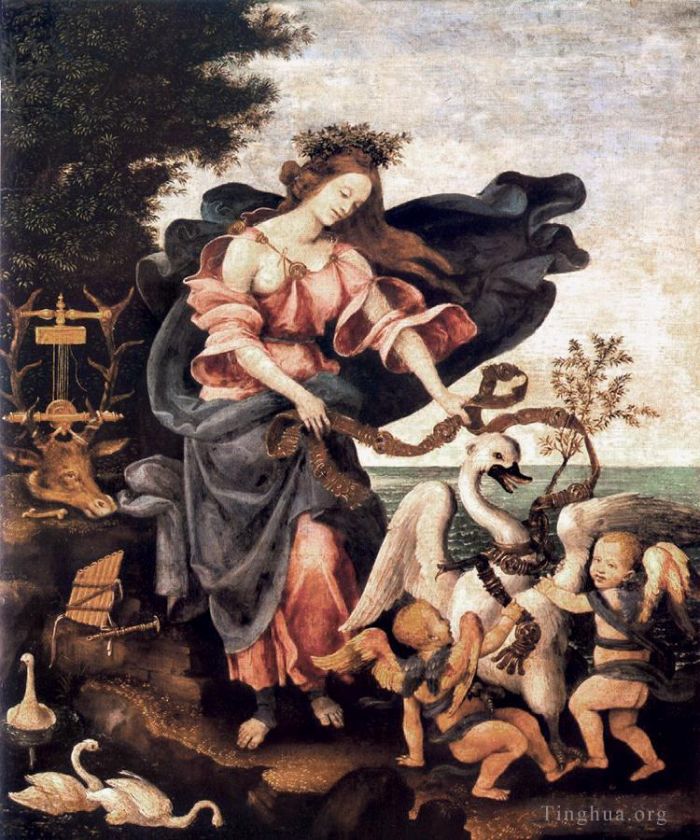 菲利皮诺·利比 的油画作品 -  《音乐寓言或埃拉托,1500》