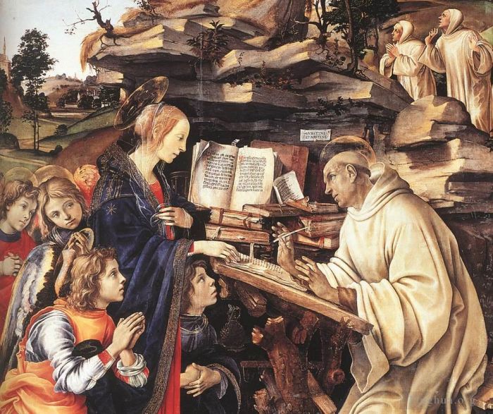 菲利皮诺·利比 的油画作品 -  《圣母显现给圣伯纳犬,1486detail1》