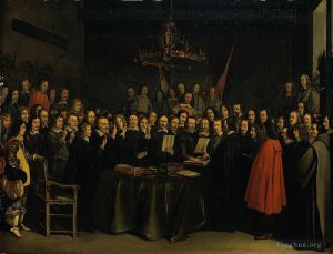 艺术家菲利皮诺·利比作品《博尔赫二世·杰拉德·特尔,1648,年,5,月,1,日批准《明斯特条约》》