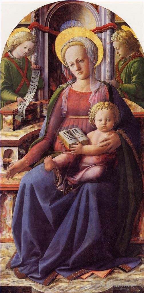 菲利皮诺·利比 的油画作品 -  《麦当娜和圣婴与两位天使一起加冕》