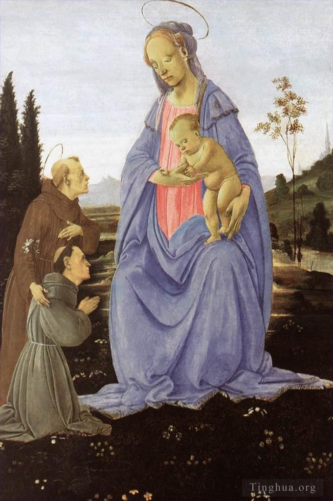 菲利皮诺·利比 的油画作品 -  《1480,年之前，麦当娜与帕多瓦的圣安东尼圣婴和一位修道士》