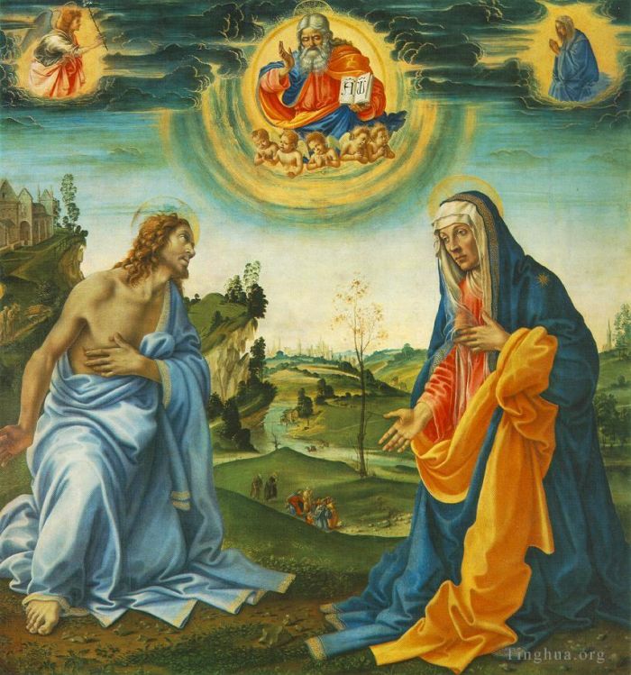 菲利皮诺·利比 的油画作品 -  《基督和玛利亚的干预》