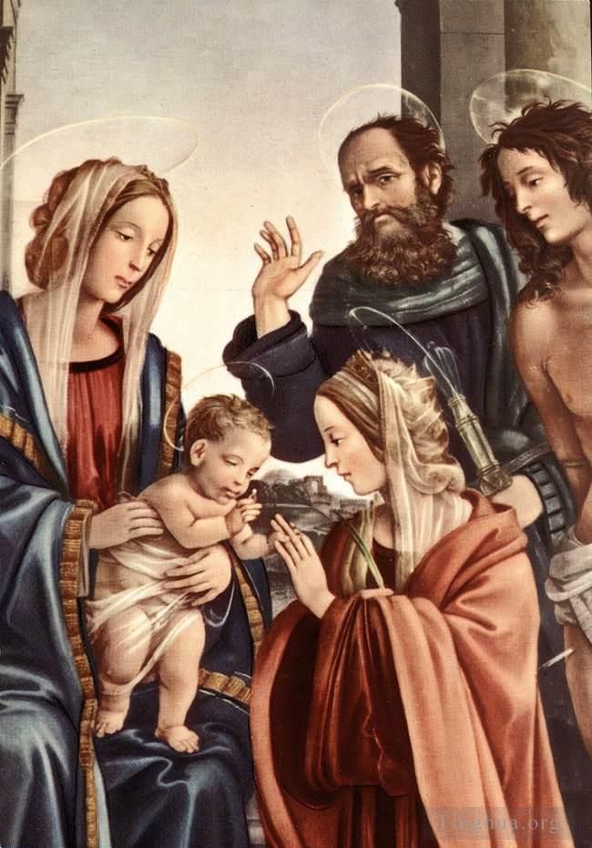 菲利皮诺·利比 的油画作品 -  《圣凯瑟琳的婚礼,1501detail1》