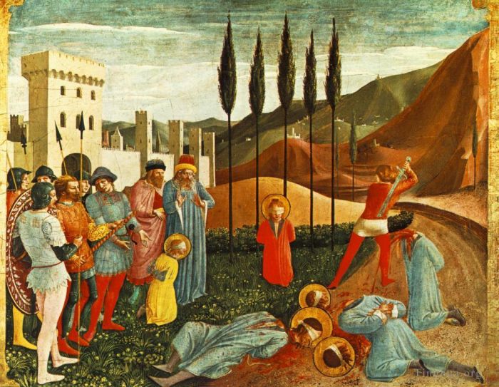 弗拉·安杰利科 的各类绘画作品 -  《圣科斯马斯和圣达米安的斩首》