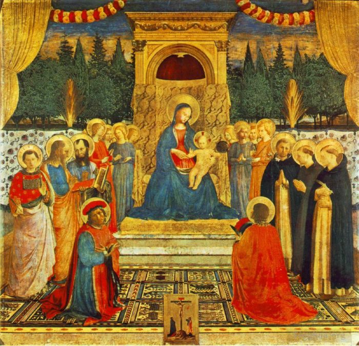 弗拉·安杰利科 的各类绘画作品 -  《麦当娜与儿童圣徒和受难》