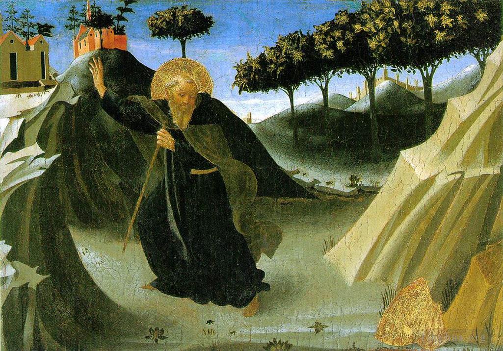 弗拉·安杰利科作品《圣安东尼修道院院长受到一块金子的诱惑》