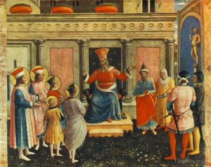 艺术家弗拉·安杰利科作品《圣科斯马斯和圣达米安在利修斯之前》