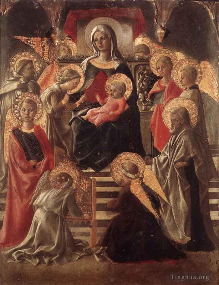 弗拉·菲利皮诺·利比 的各类绘画作品 -  《麦当娜和孩子与圣徒一起加冕》