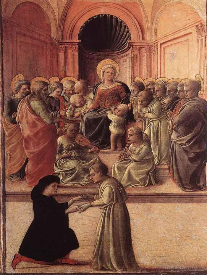 弗拉·菲利皮诺·利比 的各类绘画作品 -  《麦当娜和孩子与圣人和崇拜者》