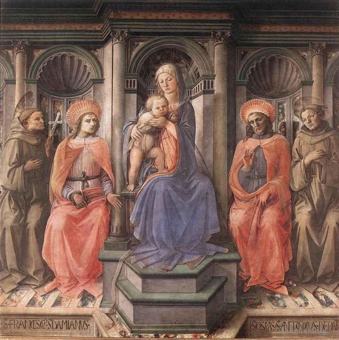 弗拉·菲利皮诺·利比 的各类绘画作品 -  《麦当娜与圣徒一起加冕》