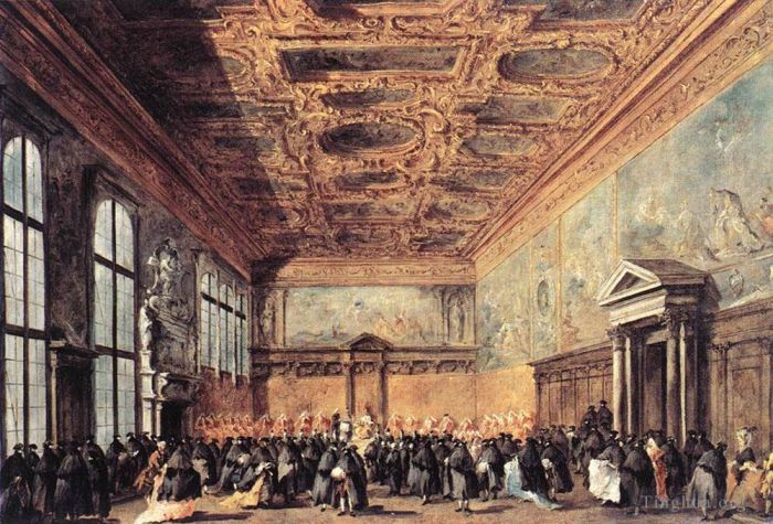 弗朗切斯科·瓜尔迪 的油画作品 -  《总督授予的观众》