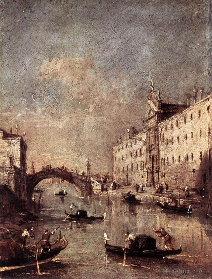 弗朗切斯科·瓜尔迪 的油画作品 -  《门迪坎蒂河》