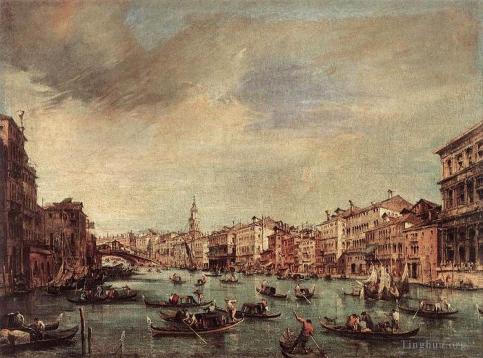 弗朗切斯科·瓜尔迪 的油画作品 -  《大运河眺望里亚托桥》