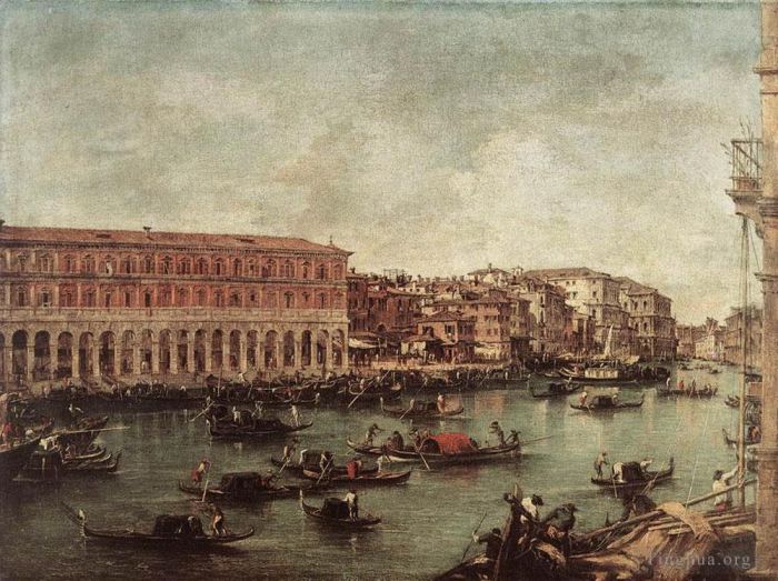弗朗切斯科·瓜尔迪 的油画作品 -  《Pescheria,鱼市大运河》