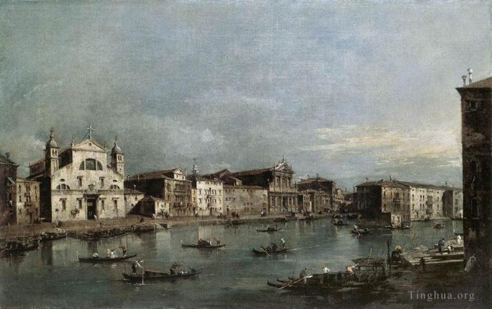 弗朗切斯科·瓜尔迪 的油画作品 -  《大运河与圣卢西亚和斯卡尔齐》