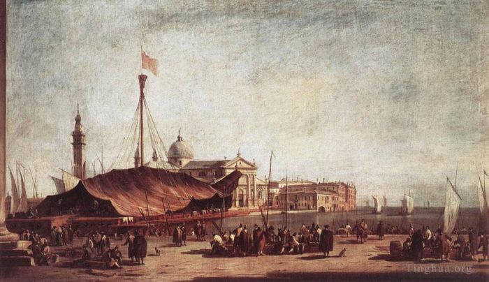 弗朗切斯科·瓜尔迪 的油画作品 -  《眺望圣乔治马焦雷广场》