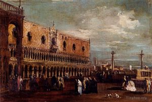 艺术家弗朗切斯科·瓜尔迪作品《威尼斯,广场景观,向南看公爵宫》