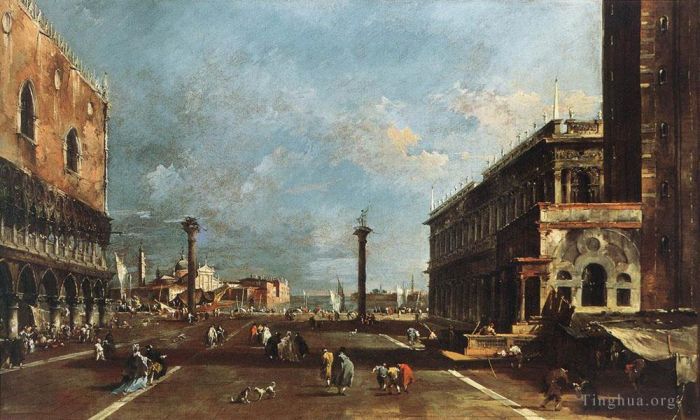 弗朗切斯科·瓜尔迪 的油画作品 -  《从圣马可广场到圣乔治马焦雷教堂的景色》