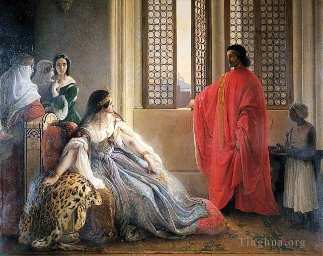 弗朗切斯科·海椰兹 的油画作品 -  《卡特琳娜·科纳罗,(Caterina,Cornaro),被废黜塞浦路斯王位》