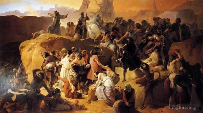 弗朗切斯科·海椰兹 的油画作品 -  《十字军在耶路撒冷附近饥渴》