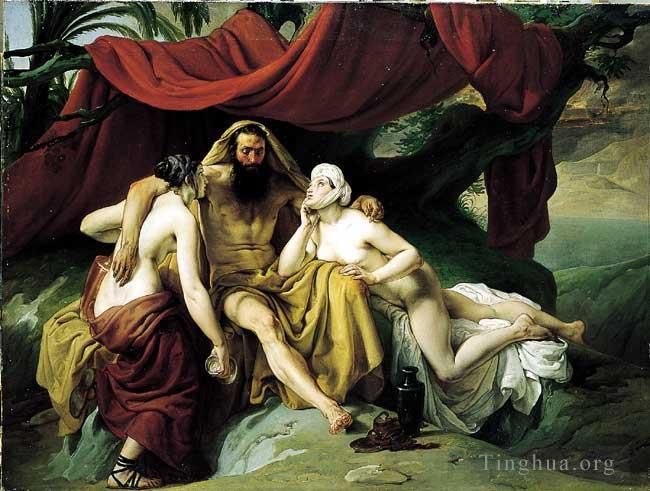 弗朗切斯科·海椰兹 的油画作品 -  《罗得和他的女儿们》