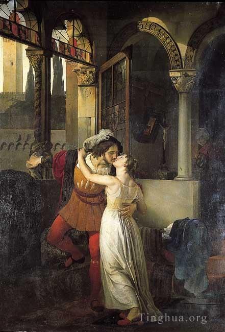 弗朗切斯科·海椰兹 的油画作品 -  《罗密欧与朱丽叶的最后一吻》