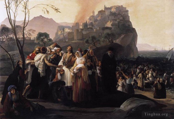 弗朗切斯科·海椰兹 的油画作品 -  《帕尔加的难民》