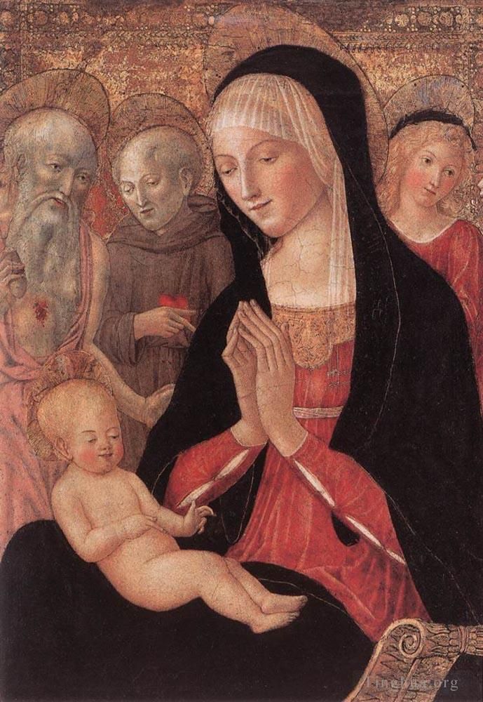 弗朗切斯科·迪·乔吉奥 的各类绘画作品 -  《麦当娜和孩子与圣徒和天使》