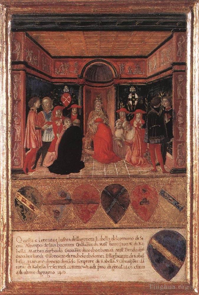 弗朗切斯科·迪·乔吉奥 的各类绘画作品 -  《教皇庇护二世任命枢机主教为他的侄子》