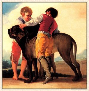 艺术家弗朗西斯科·戈雅作品《男孩与獒犬》