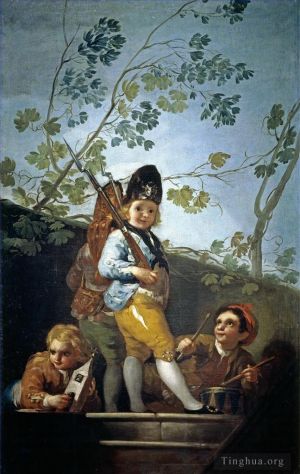 艺术家弗朗西斯科·戈雅作品《扮演士兵的男孩》