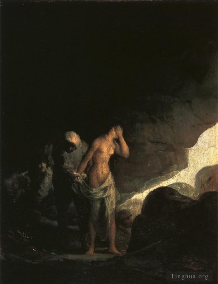 弗朗西斯科·戈雅 的油画作品 -  《强盗剥掉女人的衣服》