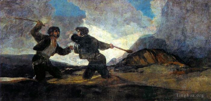 弗朗西斯科·戈雅 的油画作品 -  《用棍棒战斗》