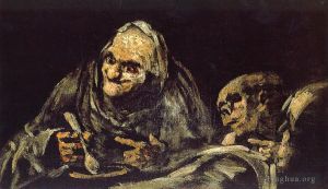 艺术家弗朗西斯科·戈雅作品《老吃汤》