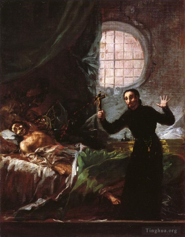 弗朗西斯科·戈雅 的油画作品 -  《圣弗朗西斯·博吉亚帮助一个垂死的不悔罪者》