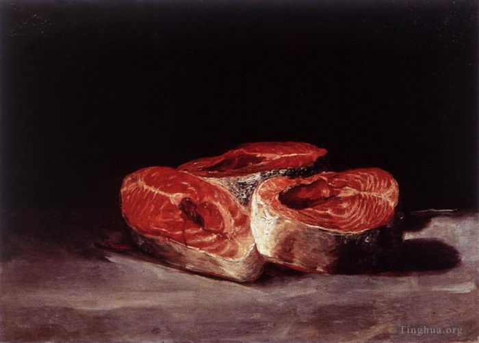 弗朗西斯科·戈雅 的油画作品 -  《静物三鲑鱼排》