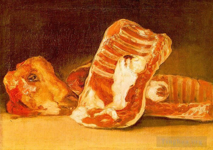 弗朗西斯科·戈雅 的油画作品 -  《静物与羊头》