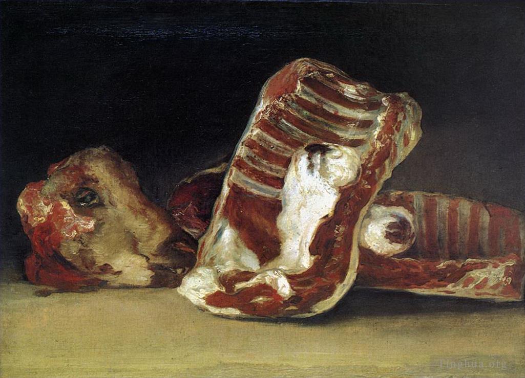 弗朗西斯科·戈雅作品《《羊排》和《屠夫头》的静物画》